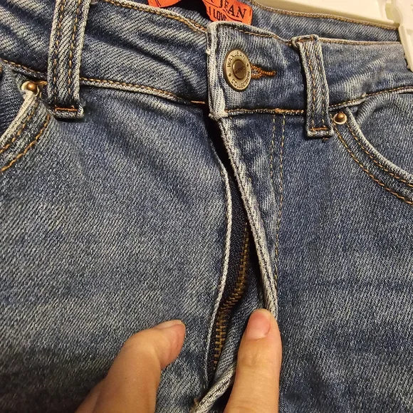 WAX JEAN BUTT I LOVE YOU Distressed Skinny Denim Jeans Light Wash Fade Size 7/28 - Picture 10 of 17